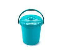 Plastic Forte Cubo Basura Eco Redondo con Tapa y Asa 21 Litro 37 x 34 x 40 cm Disponible Rojo Azul Verde elegir color que te más gusta (Azul)