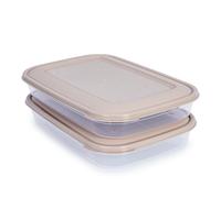 Plastic Forte - Juego de 2 Recipientes Porta Embutidos Vision 1.75L Marrón