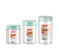 Plastic Forte - Juego de 3 Botes Montecarlo de 0.6L 0.8L y 1L Ideales Despensa. Verde