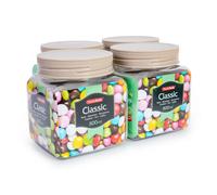 Plastic Forte - Juego de 4 Botes Classic Cuadrados 0.8L. Ideales Despensa. Marrón