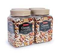 Plastic Forte - Juego de 4 Botes Classic Cuadrados 1.2L. Ideales Despensa. Marrón