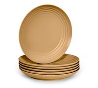 Plastic Forte - Juego de 6 Platos Classic Llanos 25 cm Reutilizables. Ideal Navidad. Oro