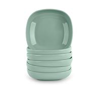 Plastic Forte - Juego de 6 Platos Stilo Cuadrados 15 cm Reutilizables. Ideal Fiestas. Verde