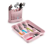Plastic Forte - Lote de Cubertero para Cajón y Escurrecubiertos. Rosa