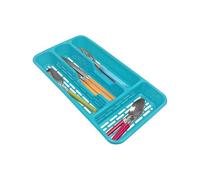 PlasticForte - Bandeja organizadora de cubiertos para cajón, tamaño grande, de plástico resistente, plástico, azul turquesa, 33 x 17.5 x 4.3 slim