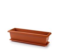 PlasticForte Maceta Rectangular Grande de Terracota con platillo, 60 cm