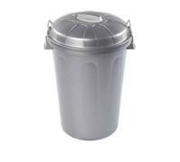 PLASTIFORTE Cubo de Basura con Tapa 100 litros basurero Gris con Asas de presión