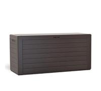 Baúl de Resina para Exterior 280L Marrón Chocolate - Plastiken, 116x44x55 cm, Ideal para Jardín y Terraza