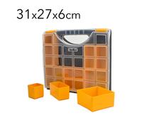 PLASTIKEN Organizador Cube 31cm de Plástico Resistente con Asa, Cierres de Seguridad y Cajoncitos Extraíbles 31x27x6cm - Para piezas pequeñas
