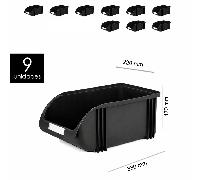 PLASTIKEN Pack 9 Unidades Gaveta Apilable Negro 21 Cm 21 cm x 33 cm x 17 cm. Organizador Tornillos, Cajones Apilables, de plástico.