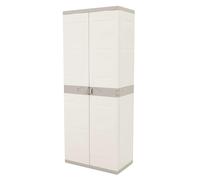 Plastiken Armario Titanium, Plástico Beige, 2 puertas, 4 estantes regulables, 70x44x176 cm