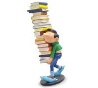 Plastoy Gaston Lagaffe Figura Gaston llevando una pila de libros - Resina - 25 cm