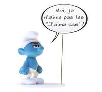 Plastoy Los Pitufos Figurita Pitufo Gruñón colección Bulles «Moi, je n’aime pas les j’aime pas !» - Resina - 14 cm
