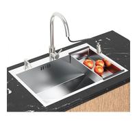 Plata Fregadero Cocina 80x50cm, fregadero grande Cocina de acero inoxidable,Fregadero Bajo Encimera o Sobre Encimera con grifo und Filtro de Drenaje