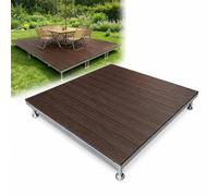 Plataforma de suelo exterior modular con patas ajustables | Base elevada de composite para patio, jardín, balcón, porche, autocaravana, tienda y escenarios(Dark Brown,100*100cm/39*39in)