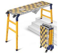 Plataforma de trabajo estable 2 en 1 + mesa de soldadura móvil | Con tiras adhesivas antideslizantes, 60-90 cm de altura ajustable espacio de trabajo plegable plataforma de correr marco de