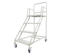 Plataforma de trabajo móvil de 4 peldaños con ruedas y pasamanos, escalera resistente de hasta 400 kg,