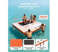 Plataforma flotante inflable, de 3.05 x 3.05 metros. Alfombra de aire flotante antideslizante para agua, con bolsa de transporte portátil y escalera desmontable. Plataforma flotante para agua, ideal p