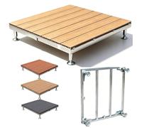 Plataforma Modular de Madera Compuesta, Kit de Cubierta Flotante 84X84 cm | Plataforma Elevada, Pedestales Ajustables, Antideslizante e Impermeable, para Patio, Jardín Y Balcón(Teak,33x33x6in)