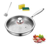 Plateful Titanium Pan with Lid, 100% Pure Titanium Pan for Cooking, Non-Stick titanium Hammered Pans Pro, Ultra-Durable & Scratch-Resistant, Perfect For Kitchen Cooking (With Cover,11.81in/30cm)