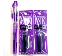 Platinum Pluma estilográfica, New Preppy, punta fina, violeta (PSQ-300#28) + cartuchos de tinta SPN-100A#28 (violeta) Set (importado de Japón) [paquete original de Komainu-Dou]