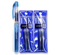 Platinum - Pluma estilográfica Preppy, punta fina, azul negro (PSQ-300#3) + cartuchos de tinta SPN-100A#3 (azul negro) (importado de Japón) [Embalaje original Komainu-Dou]