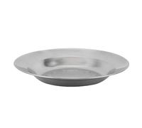 Plato de acero inoxidable, plato redondo de metal resistente para el hogar, restaurante, campamento al aire libre, con diseño profundo para asar a la parrilla, servir y freír (diámetro pequeño: 28 mm