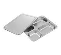 Plato de Comida Dividido de Acero Inoxidable, para Comedor | Acabado Liso, Fácil de Llevar, No se Deforma, Uso en Hogar y Restaurante, Color Plata