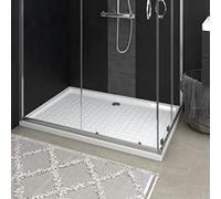 Plato de ducha de 80 x 120 x 4 cm de ABS con superficie antideslizante, lavabo para el baño, blanco, fácil de limpiar, plato de ducha con entrada baja