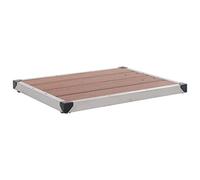 Plato de ducha de jardín WPC de acero inoxidable 80 x 62 cm, marrón, plato de ducha para exterior, patio, piscina, duradero y resistente a la corrosión con marco de acero inoxidable cepillado, incluye