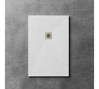 Plato de ducha Resina - Antideslizante Textura Pizarra - Blanco - Disponible en varios tamaños - Incluye válvula desagüe+rejilla - 80x120x3cm