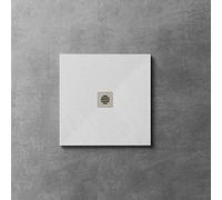 Plato de ducha Resina - Antideslizante Textura Pizarra - Blanco - Disponible en varios tamaños - Incluye válvula desagüe+rejilla - 90x90x3cm