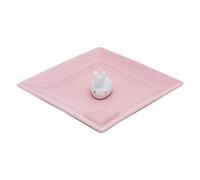 Plato de incienso de cerámica y conejo de varillas de incienso (rosa)