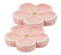 Plato de Incienso Decorativo en Cerámica Rosa, 2 Piezas | Forma Floral Elegante, para Incienso Japonés y Ceniza, Uso en Mesa o Salón, Fácil de Limpiar Color Aleatorio