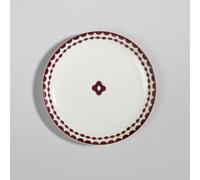 Plato de postre de cerámica blanca con motivos