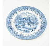 Plato de Presentación Fuente Redonda Churchill - 32 cm - Estilo Inglés con Paisajes Azules, Apto Lavavajillas