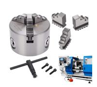 Plato de Torno de Madera | Con Llave Tipo T Y Accesorios De 3 Mordazas - Mandril de Torno Manual para Madera de 80 mm | Para Grabador, Fresadora, Enrutador, Impresora 3D, Taladro y Carpintería