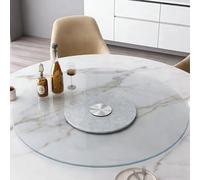 Plato Giratorio de Vidrio 50/80/100 cm, Redondo Transparente para Mesa de Comedor, Bandeja Giratoria Resistente con Giro Silencioso y Suave(Silver,60cm/24in)