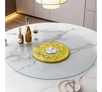 Plato Giratorio de Vidrio 50/80/100 cm, Redondo Transparente para Mesa de Comedor, Bandeja Giratoria Resistente con Giro Silencioso y Suave(Dragon Phoenix,80cm/32in)