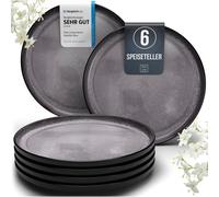 Plato grande de cerámica para 6 personas, estilo Ibiza. Juego de platos mediterráneos de alta calidad, apto para lavavajillas, microondas y resistente a arañazos. Juego de platos elegante