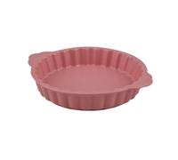 plato gratinado Fuente for hornear de cerámica creativa con adornos encaje y asas(Pink,Medio)
