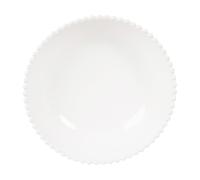 Plato hondo de loza blanca con borde perlado
