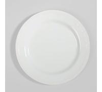 Plato llano de cerámica blanca con ribete en relieve