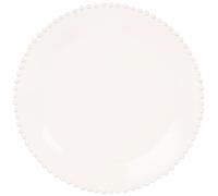 Plato llano de loza blanca con borde perlado