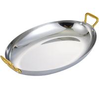 Plato ovalado de acero inoxidable, plato ovalado para servir, bandeja de metal resistente con doble asa, plato de pescado para fiestas, alimentos, pavo, sushi, carne, cena (tamaño: 30 x 21 x 4 cm)