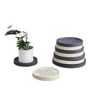 Plato Para Maceta Con Ruedas 1 pieza Bandeja for maceta con ruedas redondas | Macetero móvil, plataforma rodante, soporte de flores for árbol interior y exterior, uso diario(White 19cm)