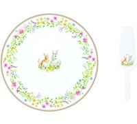 Plato para pastel con cuchara para pastel, diseño "Feliz Pascua"