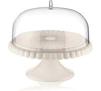 Plato para tartas Unyqoos® con cubierta – Soporte para la presentación de tartas y pasteles, bandeja de doble cara de Ø 30 cm, color blanco liso, material SAN, apto para lavavajillas