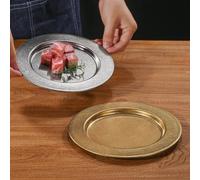 Plato redondo de borde ancho de grado comercial en acero inoxidable 304 para servir pasta, ensalada y barbacoa, apto para uso doméstico y restaurante (28 cm, dorado)