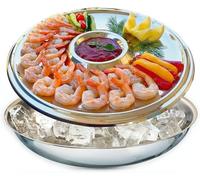 Plato y cuenco para servir cóctel de camarones, con hielo: plato elegante y grande, ideal para mariscos, ostras, cangrejos, verduras, frutas, ensaladas